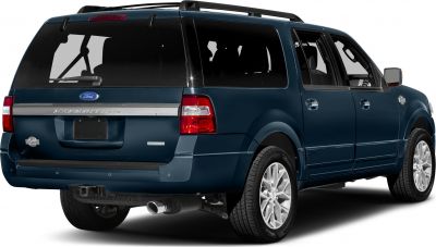 Large SUV rear view with roof rails and rectangular tail lights