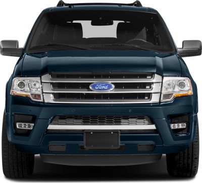Full frontal view of SUV grille, headlights, and front bumper.