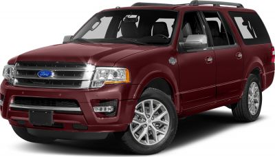 Front-side view of a red large SUV with distinct grille and alloy wheels