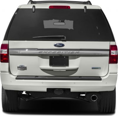 Rear view featuring tailgate, rear window, lights, badges.