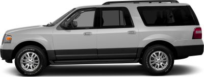 Side profile of large SUV with roof rails and Goodyear Wrangler tires