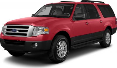 Wide chrome grille with large headlights and black side running boards on SUV