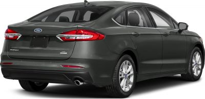 Rear side view of sedan with LED taillights and single exhaust tip