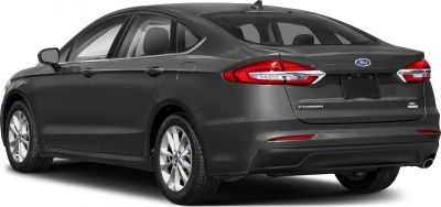 Rear side profile with taillights and sleek body lines