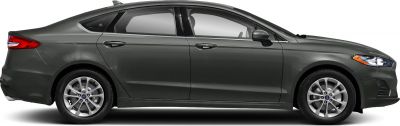 Side profile of a mid-size sedan with alloy wheels and streamlined body.
