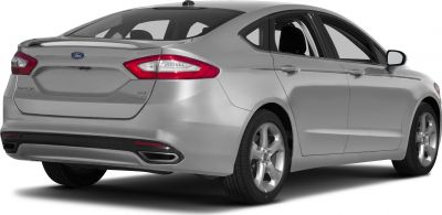 Rear view and side profile of a sedan with distinct taillights and alloy wheels