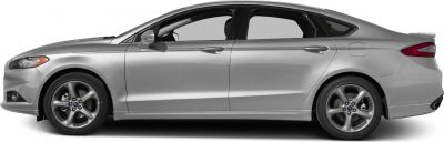 Side profile of silver mid-size sedan with alloy wheels