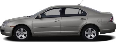 Silver four-door sedan side profile with alloy wheels