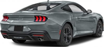 Rear and side view of a sleek sports coupe with distinctive tail lights and dual exhausts.