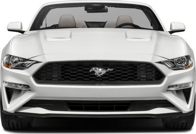 Close-up of front grille and LED headlights of convertible sports car