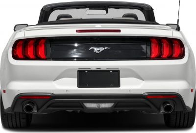Rear view with triple-segment taillights and dual exhausts