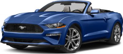 Blue convertible with sleek front headlights and prominent alloy wheels.
