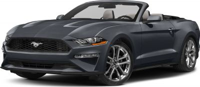 Front view of a sleek convertible with prominent grille and alloy wheels