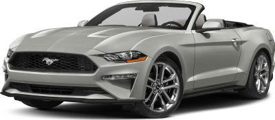 Front view of a sleek convertible with open roof and distinctive grille