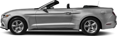 Side view of silver convertible with alloy wheels and open roof