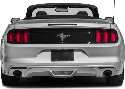 Distinctive rear view with classic Mustang taillights and dual exhausts