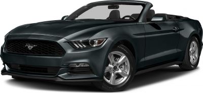 Front view of convertible showing aggressive grille and open roof