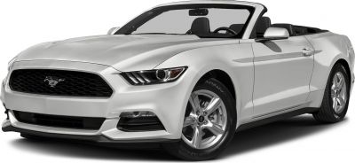 Front view of Mustang Convertible VI with aggressive grille and sleek body design