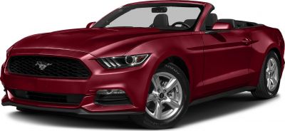 Red sporty convertible with aggressive front grille and open-top design