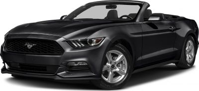 Black convertible with aggressive front grille and distinctive headlights