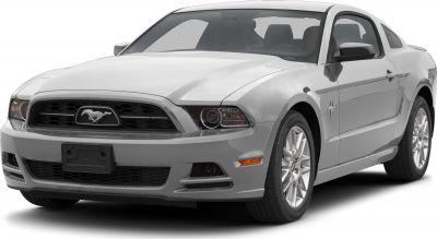 Front and side view showing pony grille emblem and sporty coupe profile