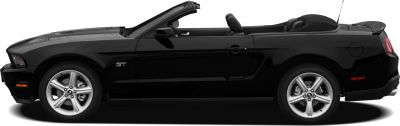 Side view of Mustang Convertible GT with open roof and alloy wheels