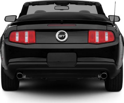 Rear view of a Mustang Convertible V GT with dual exhaust and triple-segment LED tail lights