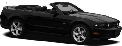 Black sporty convertible with alloy wheels and open roof