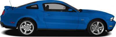 Side view of a blue coupe with alloy wheels and GT badge