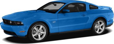 Blue Mustang V GT coupe side profile with alloy wheels
