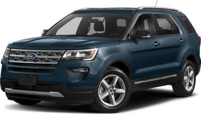 Front and side view of an SUV with alloy wheels and roof rails