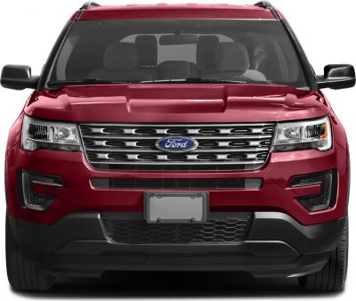 Front view of SUV with chrome grille and rectangular headlights