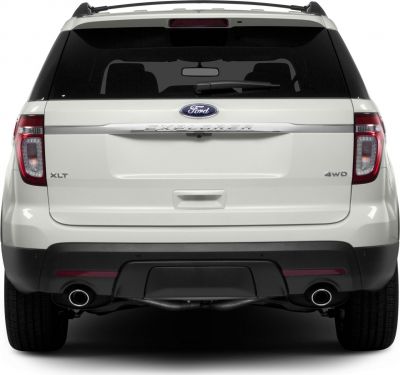 Rear tailgate with dual exhaust, rear wiper, and taillights.
