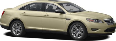 Mid-size sedan with chrome alloy wheels and sleek side profile