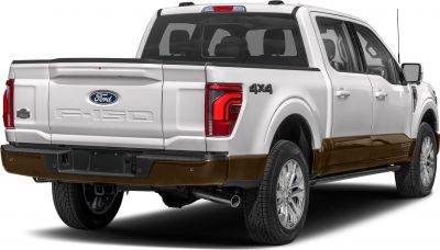 Tailgate with embossed branding and 4x4 badge on rear pickup view