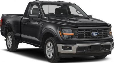 Black pickup with LED headlights and bold grille.