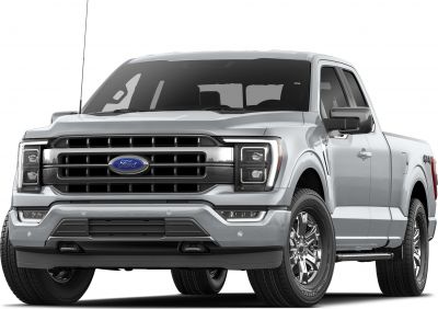 Front view of pickup truck with modern grille and headlights