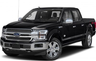 Front and side view of pickup with chrome grille and wheels