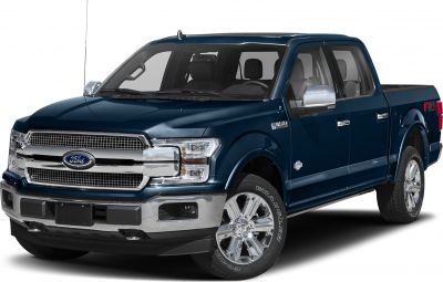 Pickup front-side with chrome grille and SuperCrew four-door cabin