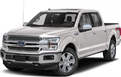 Pickup truck with chrome grille, alloy wheels, and four-door SuperCrew cab