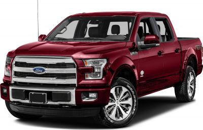 Red pickup with chrome grille, LED headlights, and alloy wheels