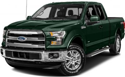 Front grille, headlights, side profile of pickup truck
