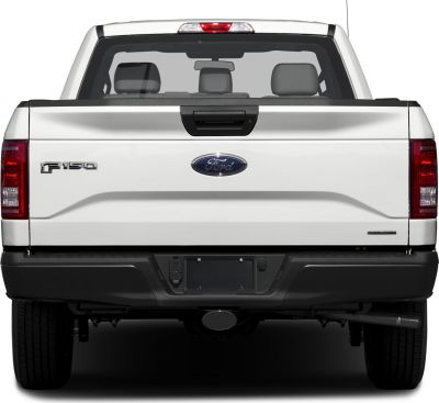 Rear view of pickup tailgate and lights