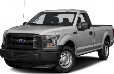 Front view of pickup truck with black grille and steel wheels