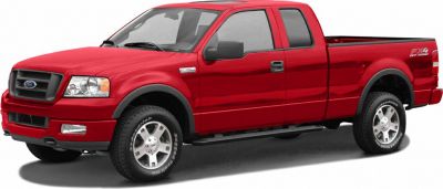 Red extended cab 4x4 pickup truck side view