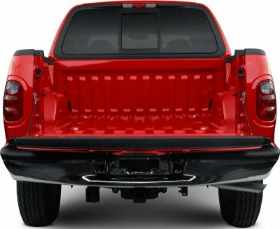 Open truck bed and tailgate rear view of pickup