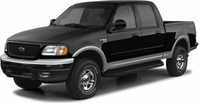 Black Ford F-150 X SuperCrew pickup truck side profile with crew cab and chrome wheels