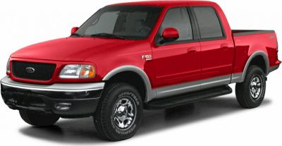 Front and side view of red pickup truck with extended cab and chrome wheels