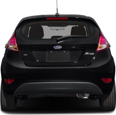Rear hatchback view with prominent tail lights and rear wiper