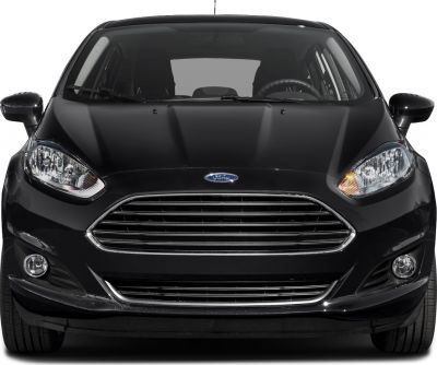 Front view of compact hatchback showing grille and headlights